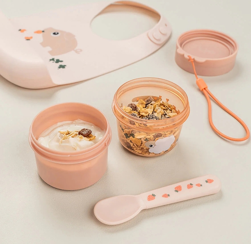 Contenedor de snacks reversible Tiny farm, talla S, rosa