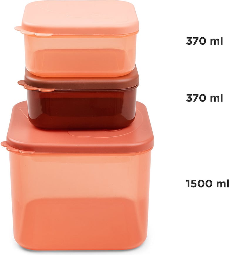 Contenedores para Alimentos Elphee L, naranjas, Pack de 3