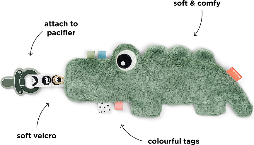 Croco Attache-tétine plat, vert