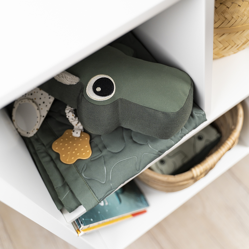 Croco Coussin avec anneau de dentition, rose