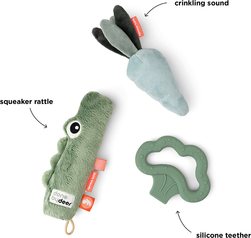 Croco Jouets pour nouveau-né, roses, Lot de 3