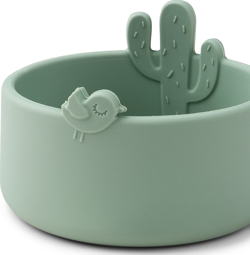 Cuencos infantiles de silicona Lalee, verde y color arena, Pack de 2