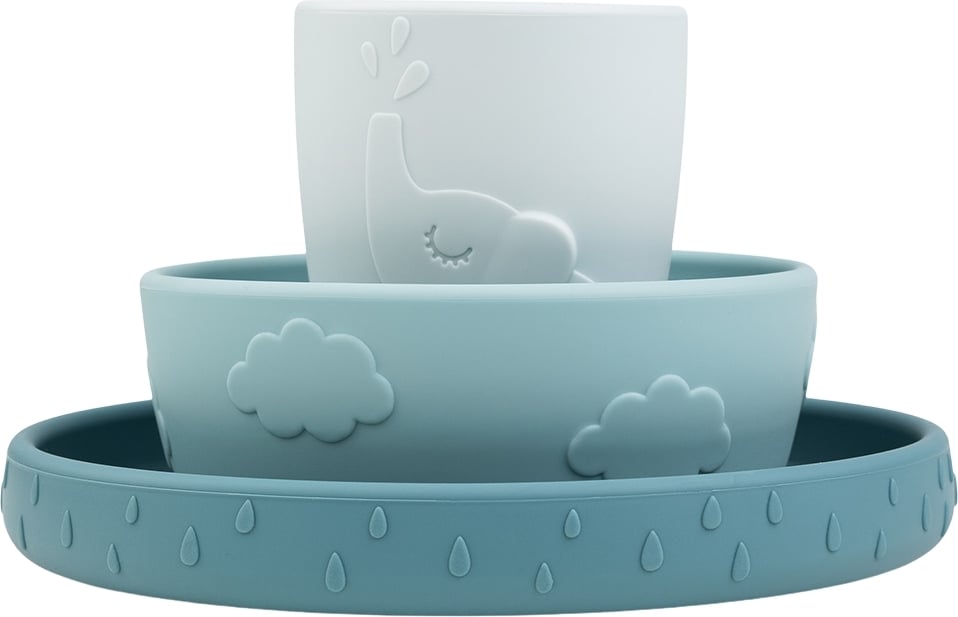 Deer Friends Baby-Geschirr blau mit Saugnapf 3 El.