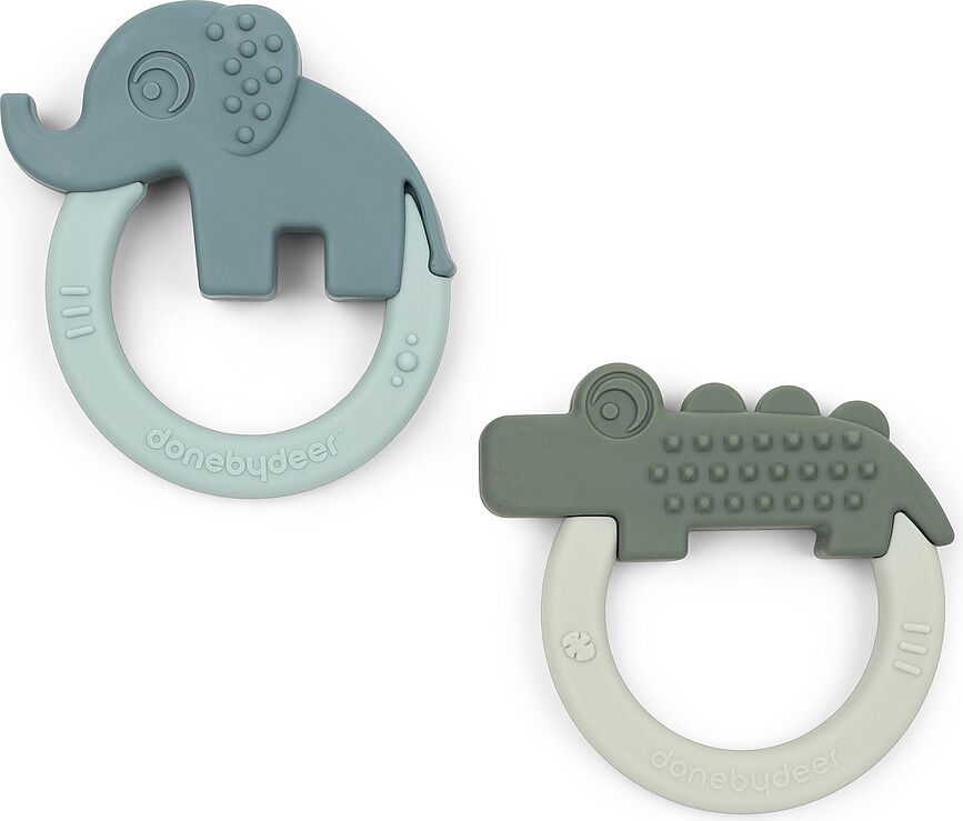 Deer Friends Bitringar Elphee & Croco, blå och grön, 2-pack