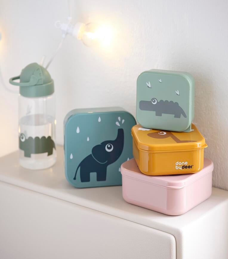 Deer Friends Boîtes à Goûter, rose, moutarde et vertes, Lot de 3