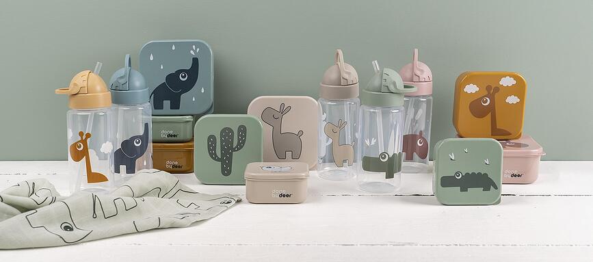 Deer Friends Boîtes à Goûter, rose, moutarde et vertes, Lot de 3