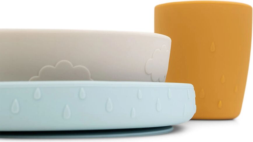 Deer Friends Dječji Set Posuđa s prianjajućim dnom plavi 3-dijelni