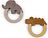 Deer Friends Elphee & Croco Anneaux de Dentition, rose et moutarde, Lot de 2