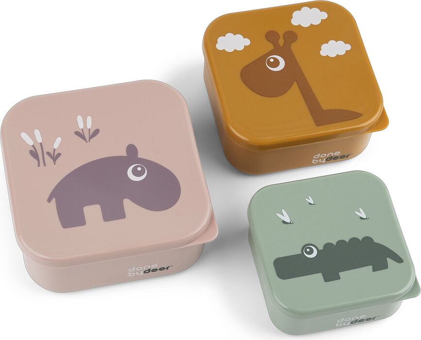 Deer Friends Snacklådor rosa, senapsgul och grön, 3 st