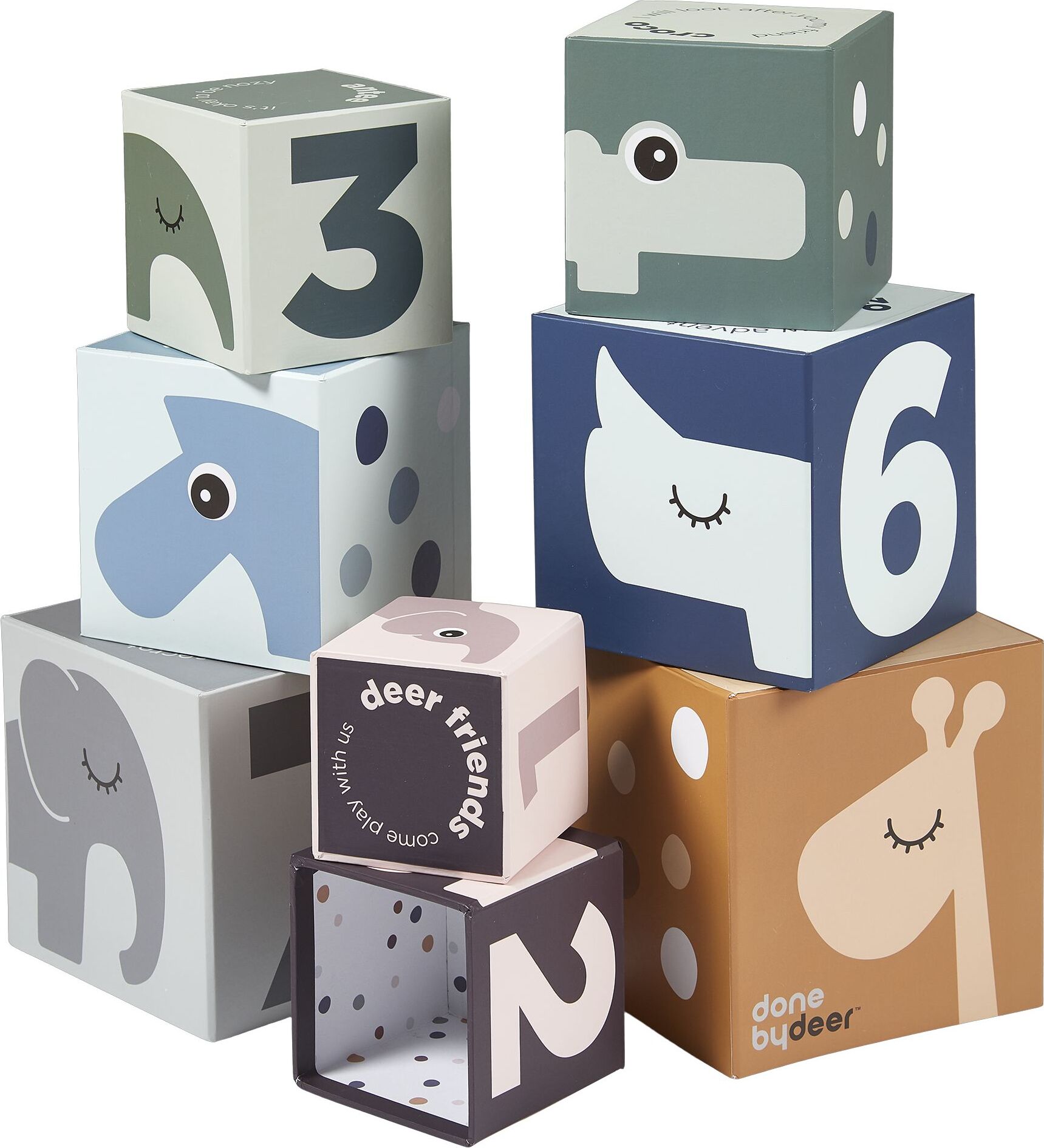 Babyspielzeug Deer Friends Stapelblöcke Zahlen Und Tiere 8 El.