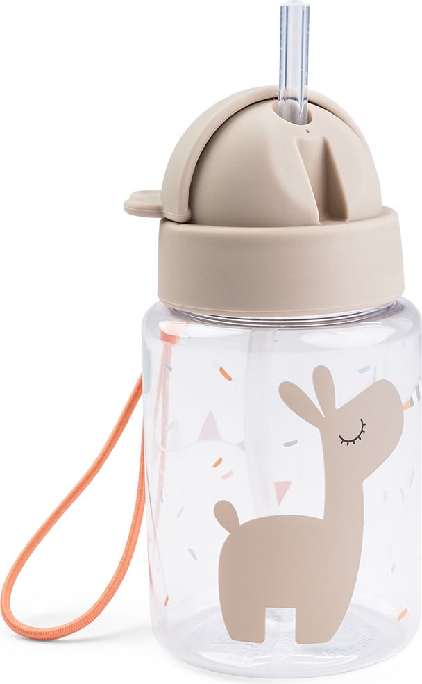 Done by Deer Celebration Trinkflasche mit Strohhalm 280 ml, sandfarben