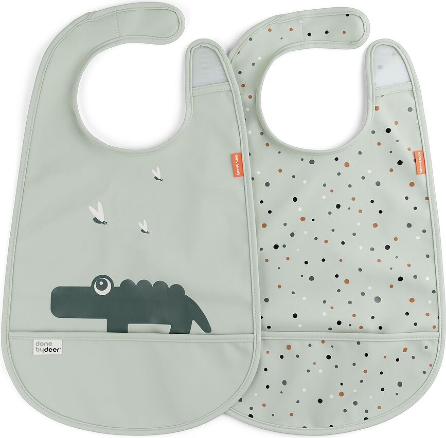Done by Deer Croco Bavoirs avec poche, Lot de 2