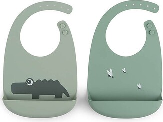 Done by Deer Croco Bibs with pocket green silicone 2 pcs