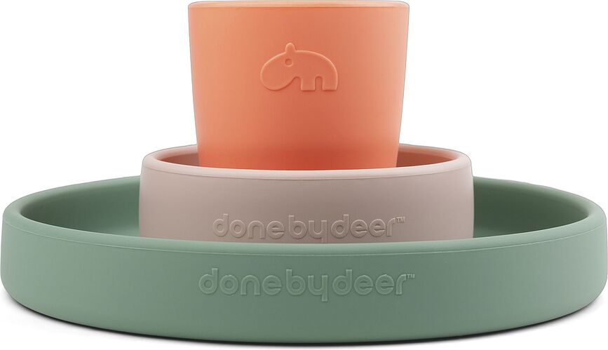 Done by Deer Croco Set posode otroški, silikonski, 3 kosi