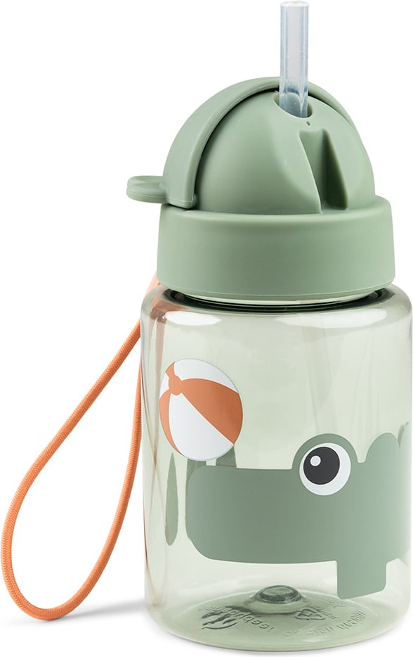 Done by Deer Playground Trinkflasche mit Strohhalm 280 ml, grün