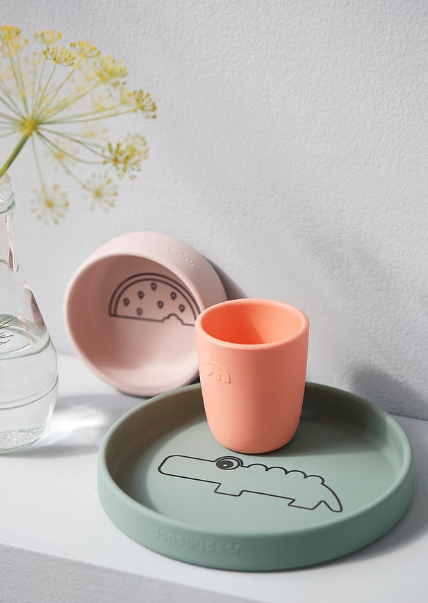 Done by Deer Šalice silikonske plava koraljna bež 3 kom.