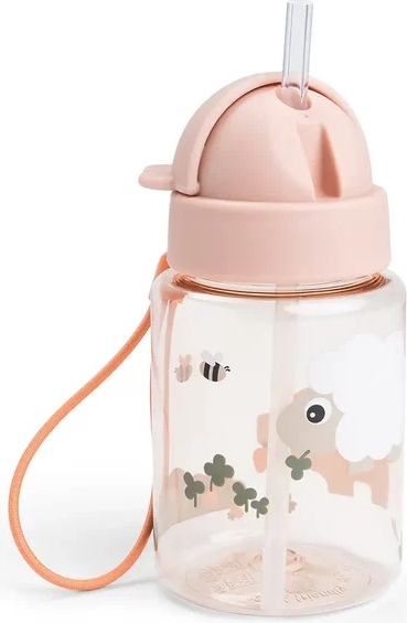 Done by Deer Tiny Farm Trinkflasche mit Strohhalm 280 ml, rosa