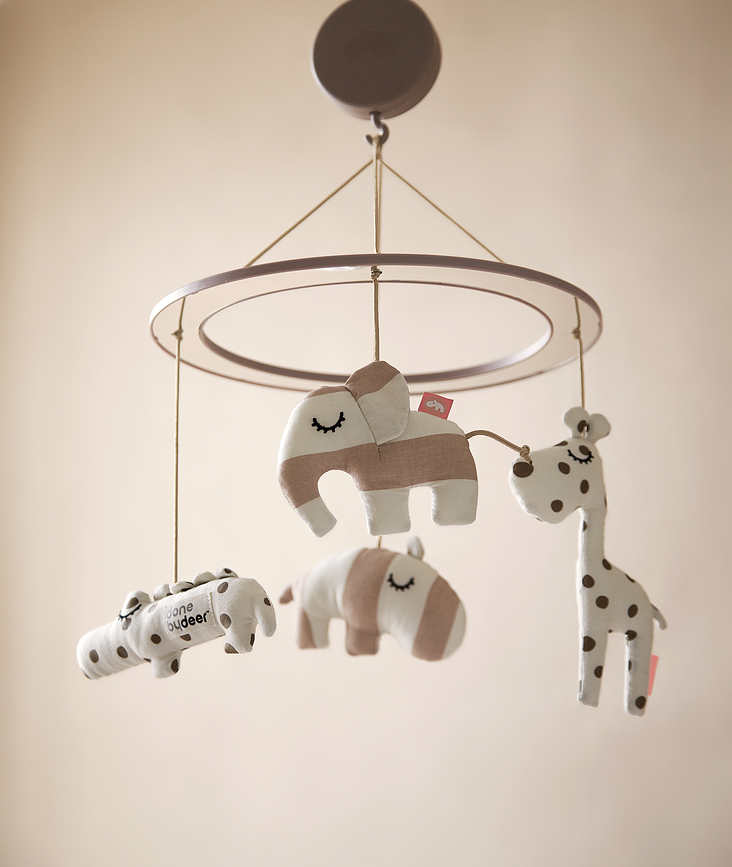 Dots Mobile pour lit bébé, gris