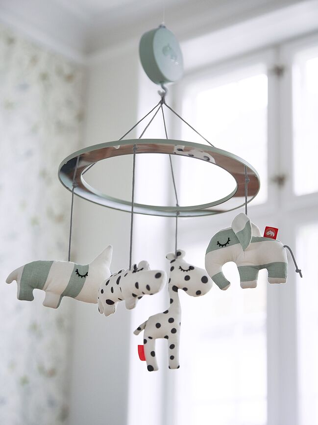 Dots Mobile pour lit bébé, gris