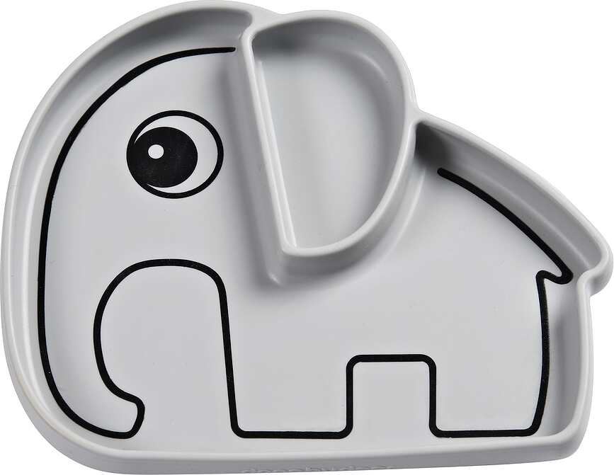 Elphee Assiette avec ventouse, grise