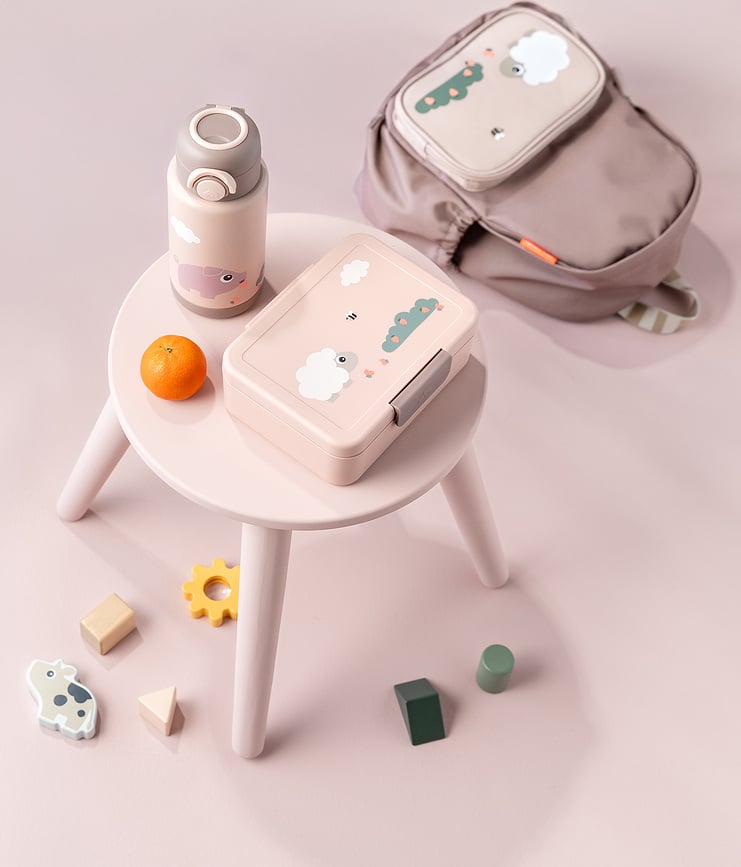 Fiambrera infantil con compartimentos Tiny Farm, rosa