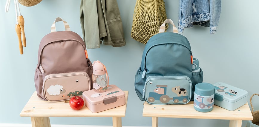 Fiambrera infantil con compartimentos Tiny Farm, rosa