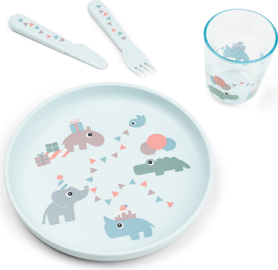 Foodie Celebration Kindergeschirr und Besteck blau 4 El.
