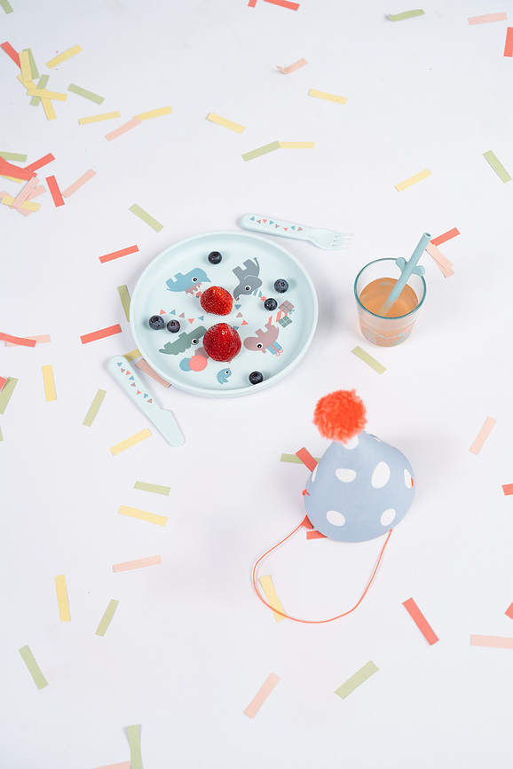 Foodie Celebration Otroški jedilni pribor in posoda, 4-delni set, roza