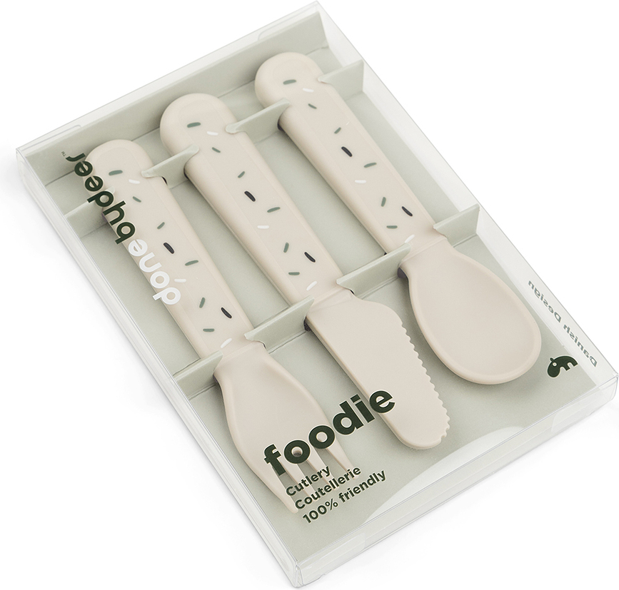 Foodie Confetti Jedilni pribor otroški, peščen, 3 kosi