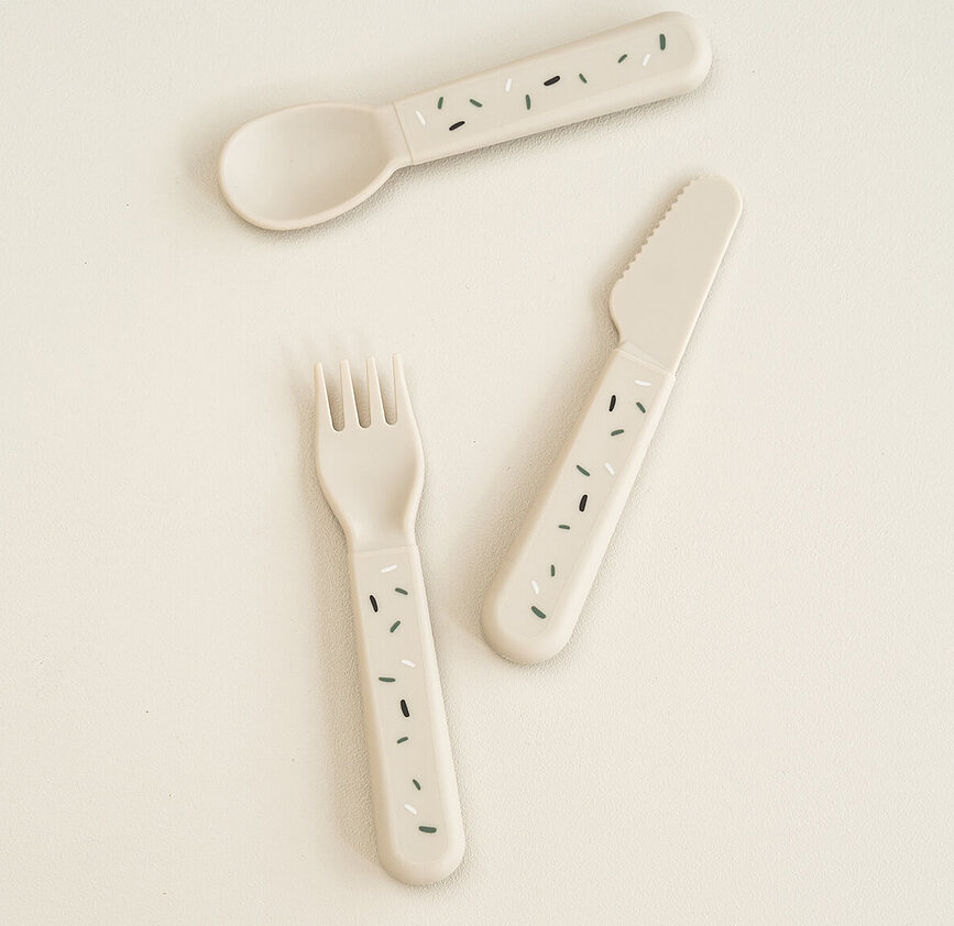 Foodie Confetti Set de Couverts pour Enfant, sable, Set 3 pièces