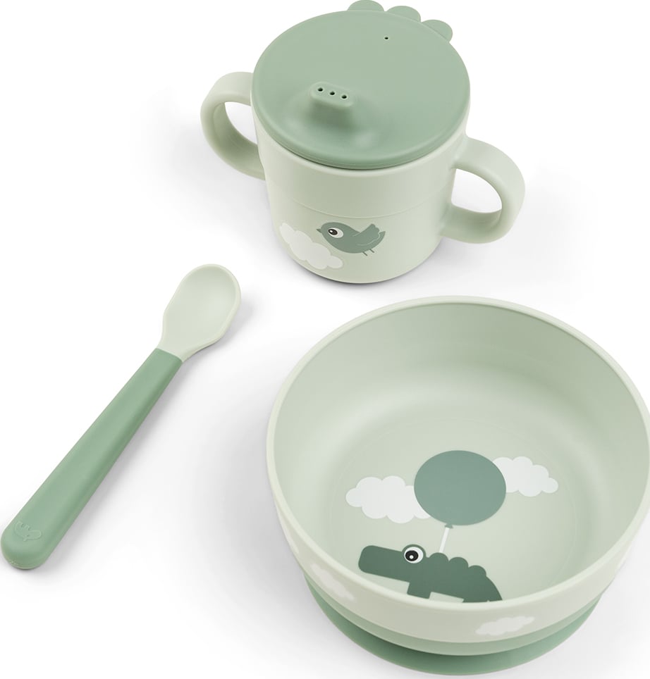 Foodie Happy Clouds Schüssel mit Löffel und Becher grün 3 El.