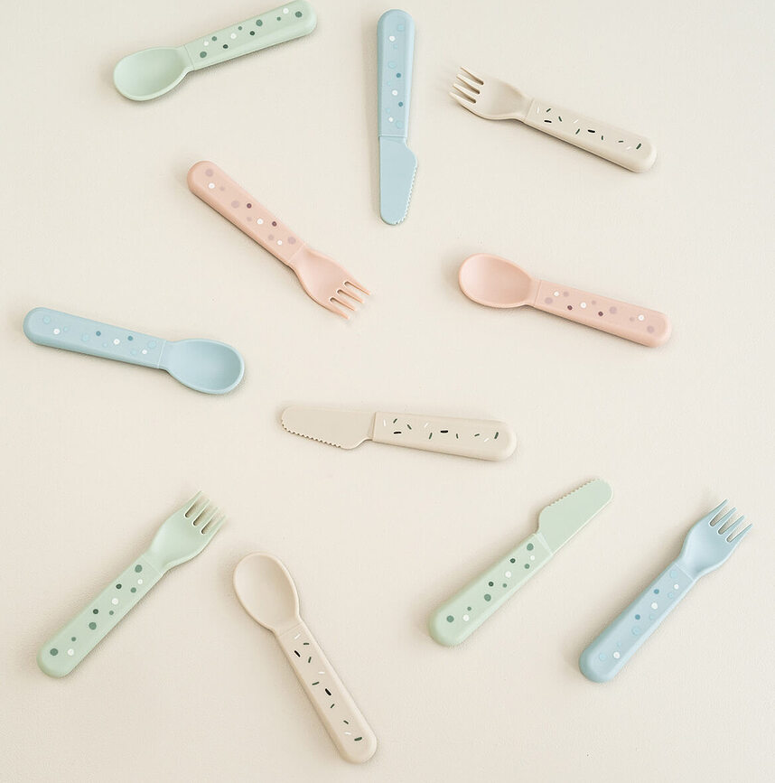 Foodie Happy Dots Set de Couverts pour enfants, bleus, Set 3 pièces