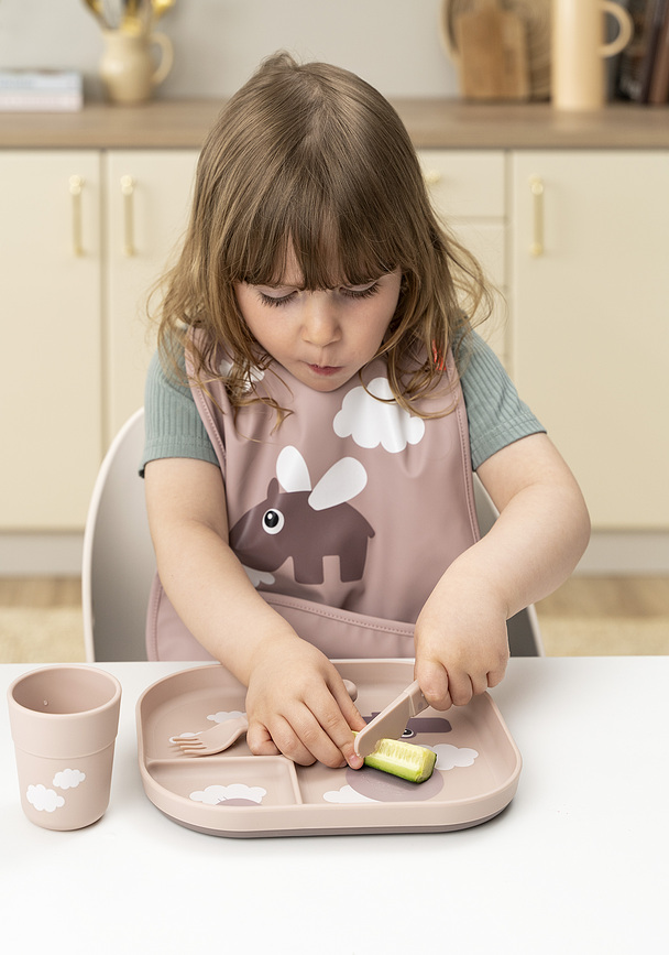 Foodie Πιάτο με χωρίσματα, Happy Clouds, ροζ