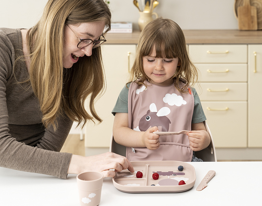 Foodie Πιάτο με χωρίσματα, Happy Clouds, ροζ