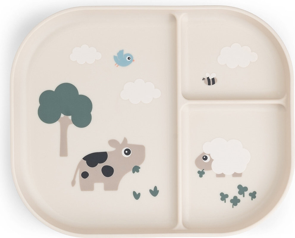 Foodie Tiny Farm Kinderteller mit Fächern, beige