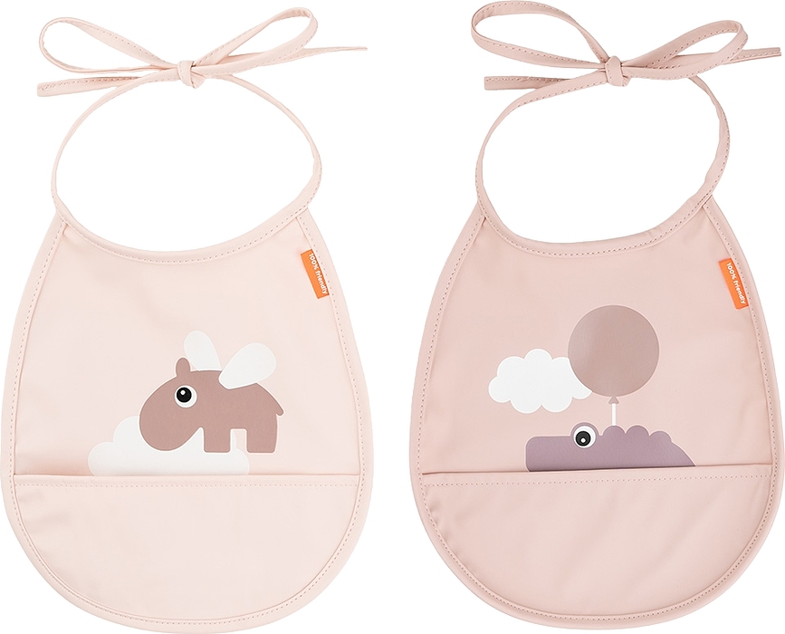 Happy Clouds Bavoirs à poche de récupération, rose poudré, Lot de 2