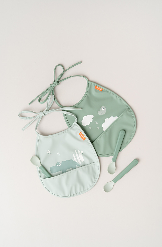 Happy Clouds Bavoirs avec poche, bleus, Lot de 2