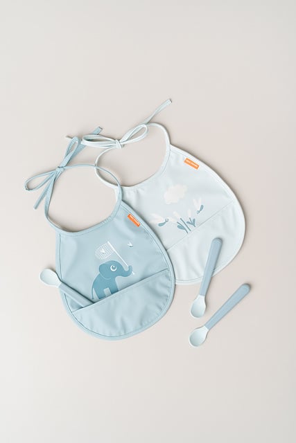 Happy Clouds Bibs with pocket blue 2 pcs
