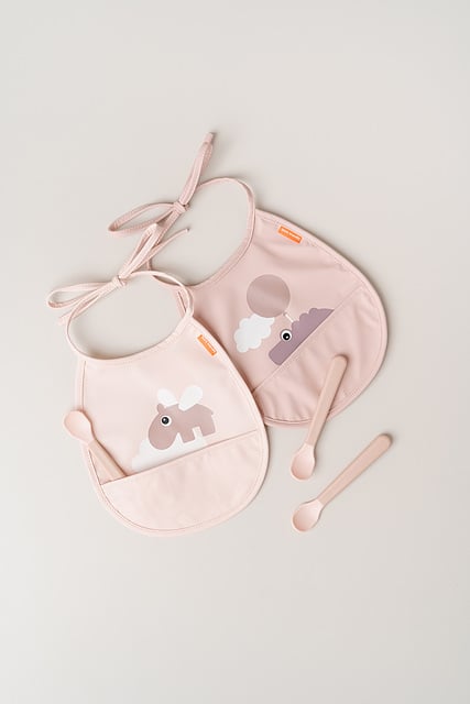 Happy Clouds Bibs with pocket blue 2 pcs