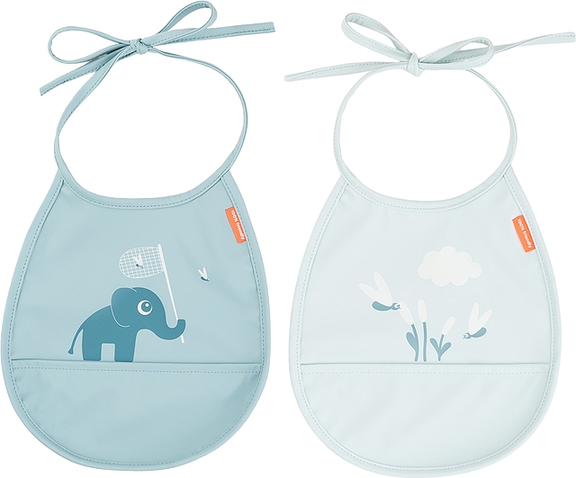Happy Clouds Bibs with pocket blue 2 pcs
