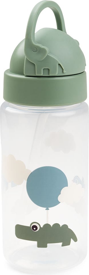 Happy Clouds Bidon 350 ml grün mit Strohhalm