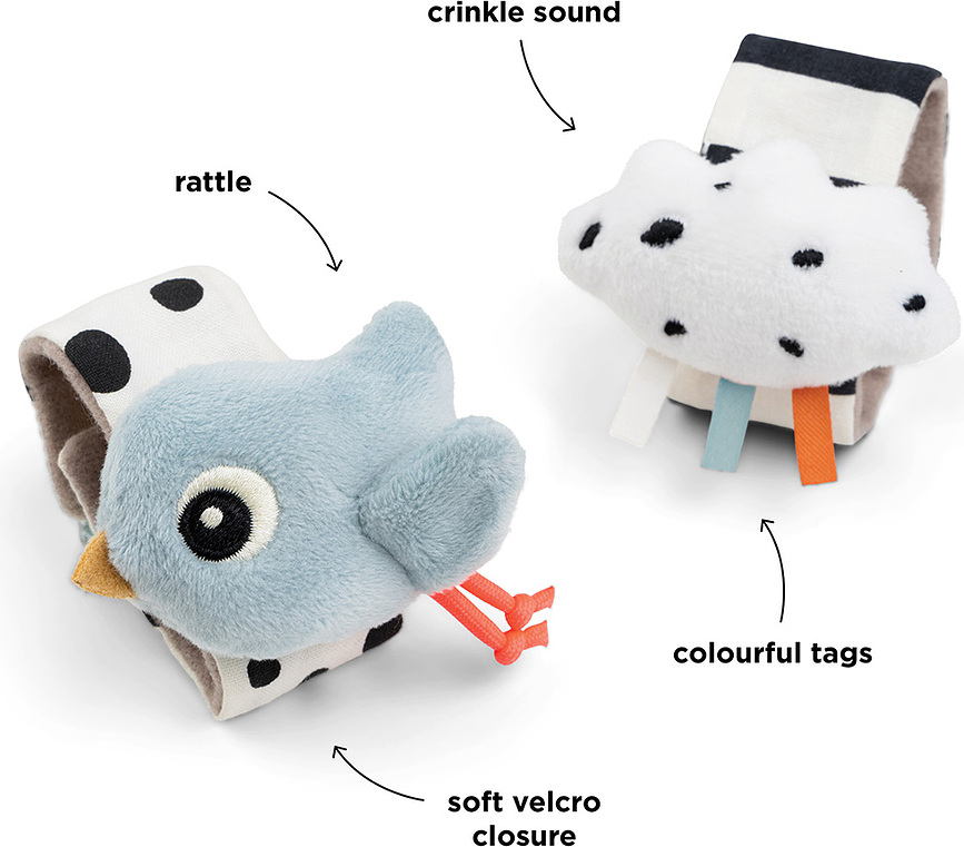 Happy Clouds Hochets, bleus, Lot de 2