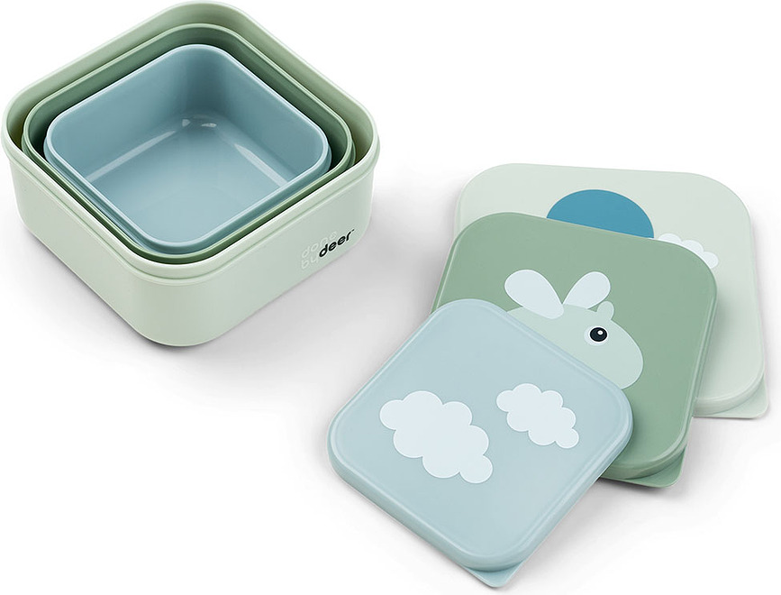 Happy Clouds Posode za prigrizke, modro-zelene, 3 kosi