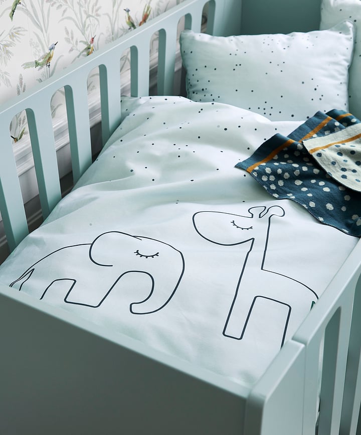 Juego de cama infantil Dots, 100 x 70 cm, blanco