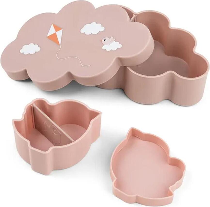 Set de Fiambreras y Botella infantil Playground, con pajita, rosas, Set de 3 piezas