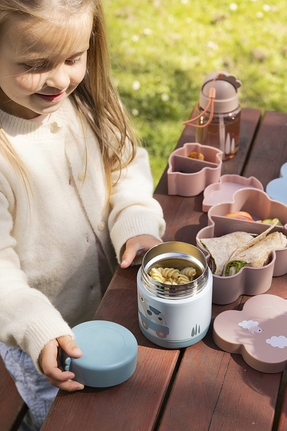 Set de Fiambreras y Botella infantil Playground, con pajita, rosas, Set de 3 piezas