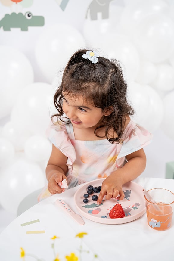 Set de Vajilla y Cubiertos infantil Foodie Celebration, rosa, 4 piezas