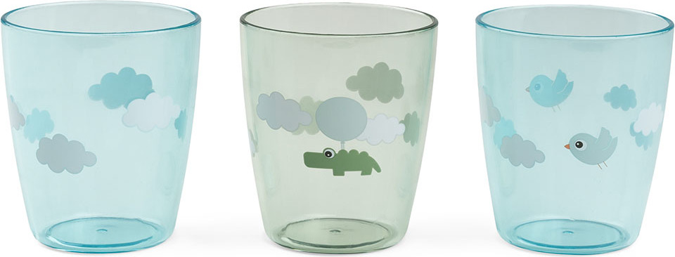 Kubki dziecięce Happy Clouds niebiesko-zielone 3 szt.