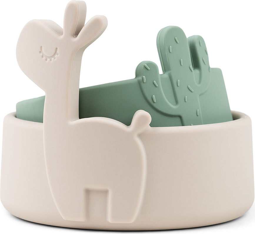 Lalee Bols pour Enfants, en silicone, vert et sable, Lot de 2