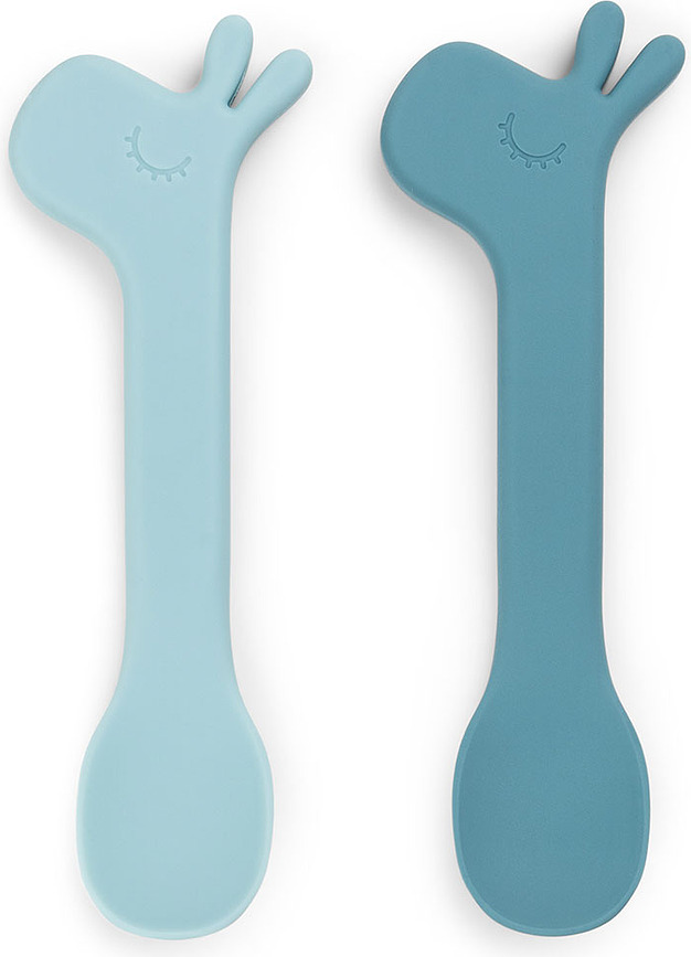 Lalee Cuillères pour bébé en silicone, bleues, Lot de 2